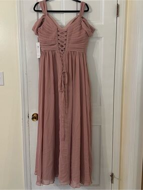 Dusty Rose Pleated Bridesmaids Dress